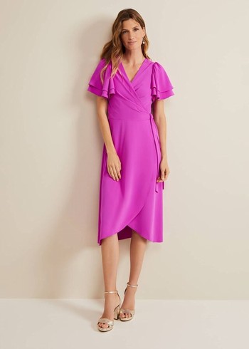 Phase Eight Gian Magenta Wrap Dress Purple Canada | TNOVZU-805